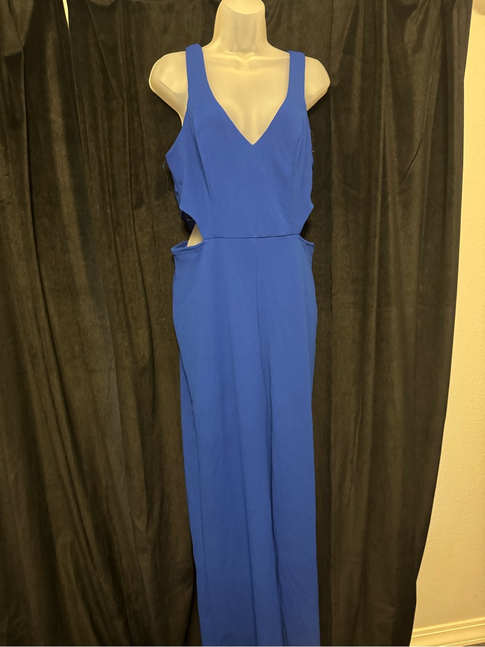 Royal Blue V-Neck Backless Wide-Leg Jumpsuit